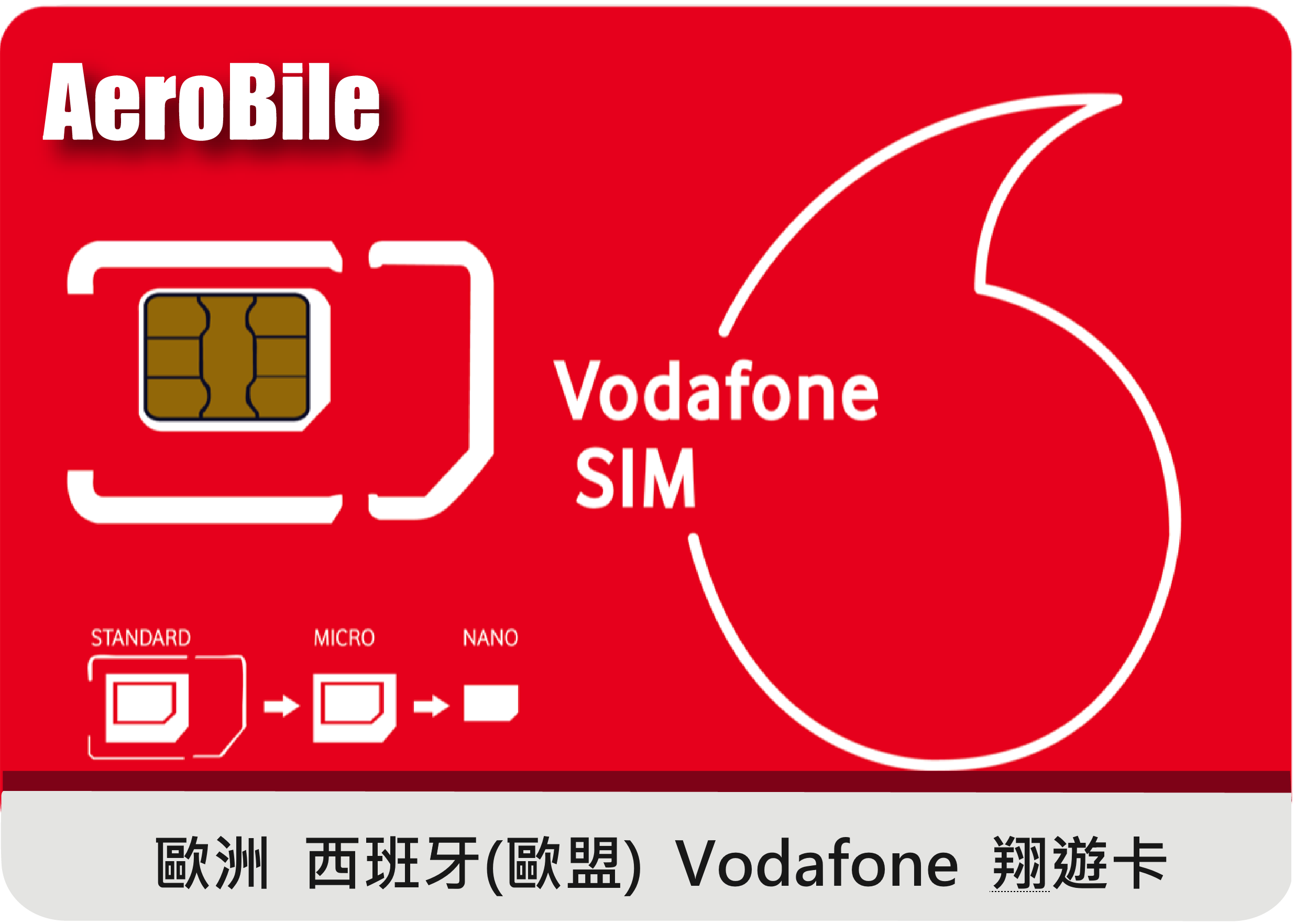 西班牙Vodafone 25GB/100GB上網卡26天，抵達歐洲前請勿插卡(不含土耳其、瑞士、冰島)