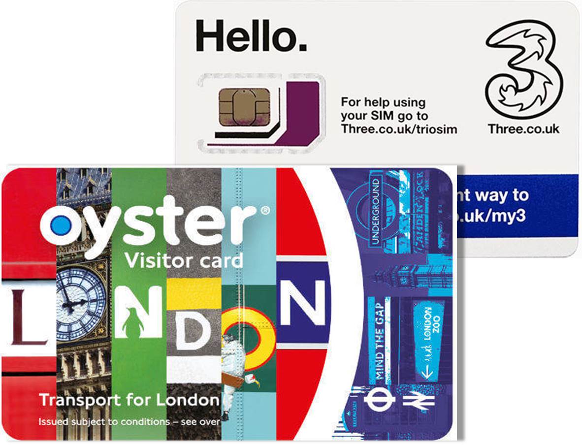 UK Oyster card + Three simcard London Package