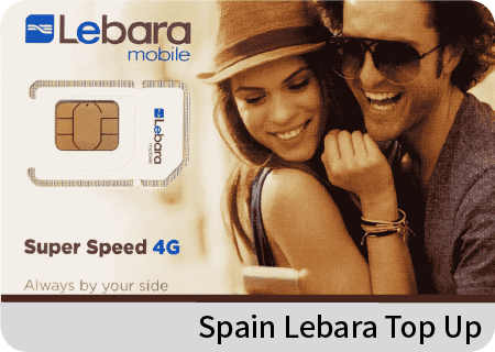 Spain Lebara topup €4.13(€5 before tax)