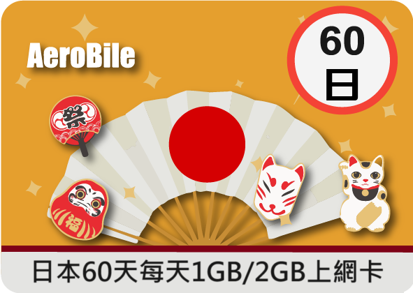 Japan 60 days 1GB or 2GB  Japan Working Holiday