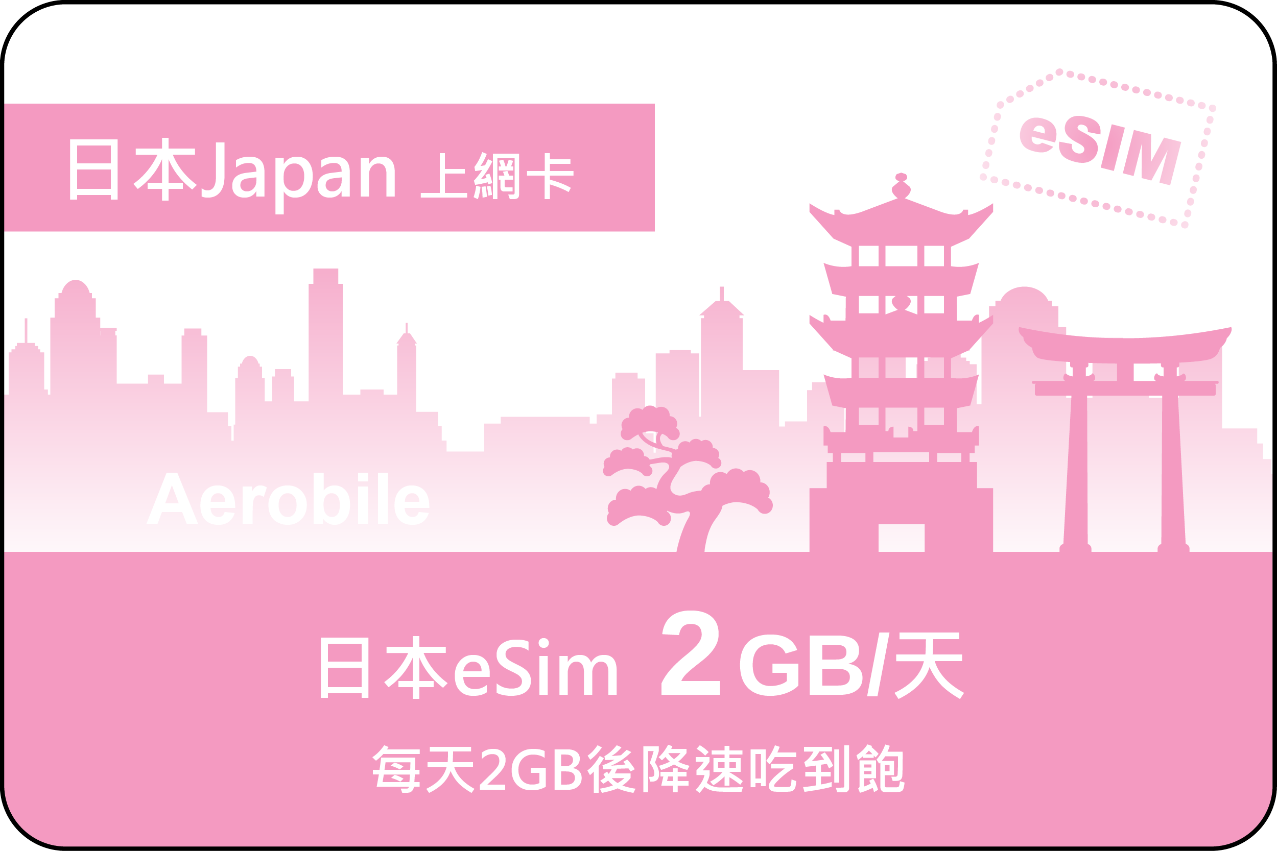 eSIM日本每天2GB降速吃到飽(B)