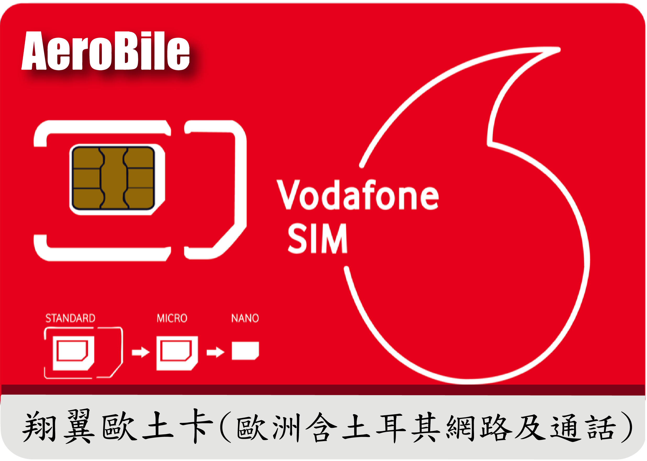 西班牙Vodafone 25GB/歐洲 土耳其9GB上網卡28天(需要護照開通)