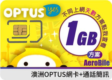 澳洲上網卡-Optus通話+網卡 每日1GB流量+無限簡訊暢打(OP1000)